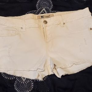Distressed White Shorts